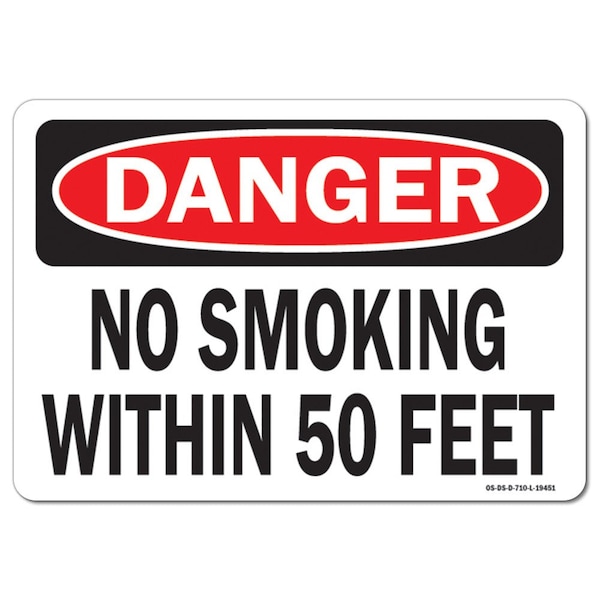 Signmission OSHA Danger Decal, No Smoking W/in 50 Feet, 7in X 5in Decal, 5" W, 7" L, Landscape OS-DS-D-57-L-19451 - main